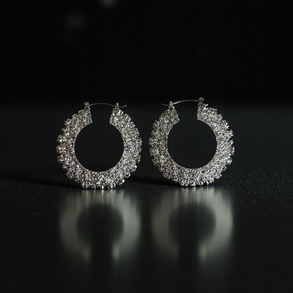 Elegant Silver Chunky Hoop Earrings